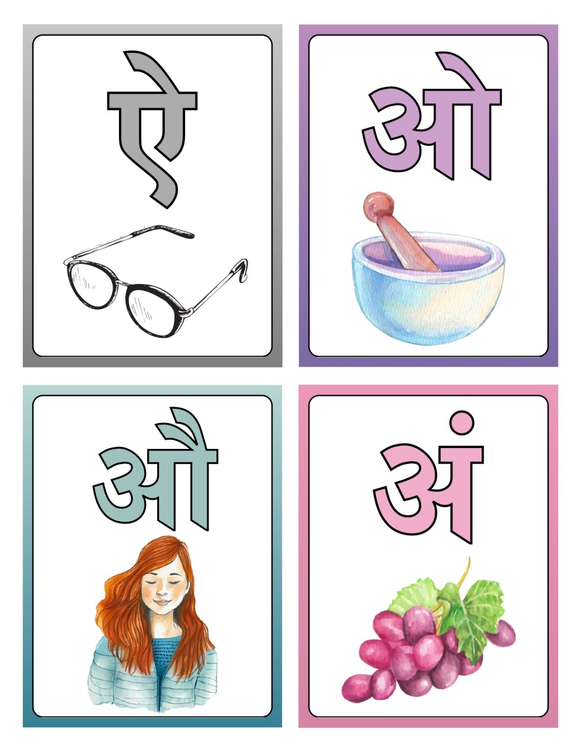 Printable Hindi Alphabet Flashcards Govincards
