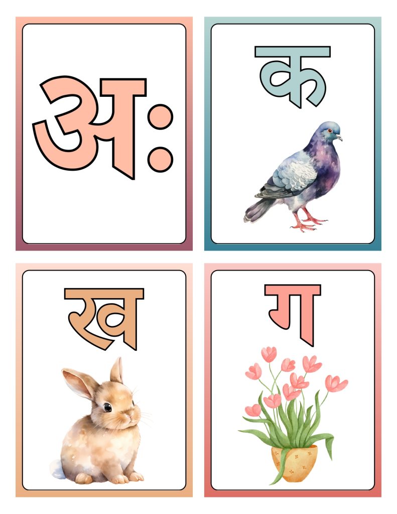 Hindi alphabet flashcards