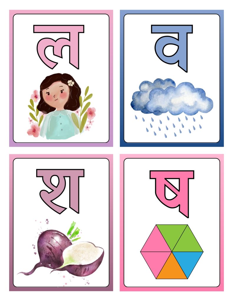 Hindi alphabet flashcards