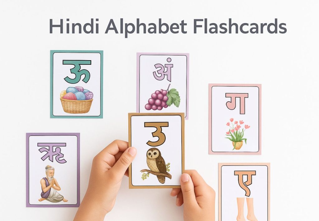 Printable Hindi Alphabet Flashcards - govincards.com