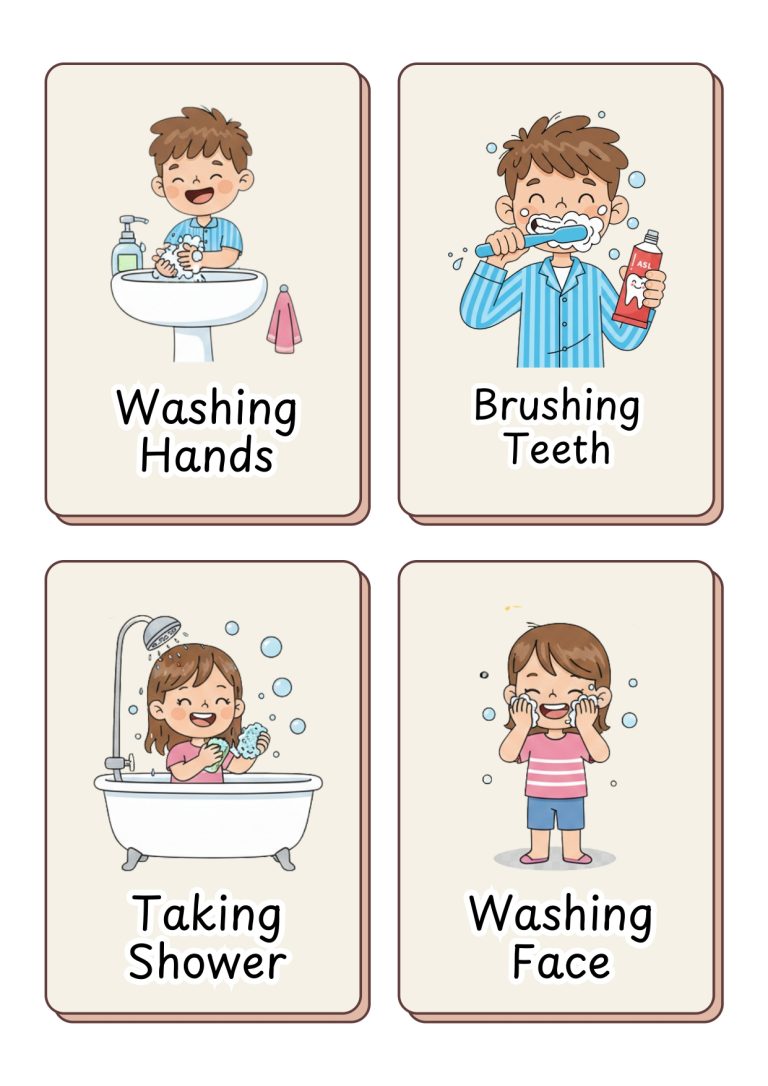 Personal Hygiene Flashcards for Kids - govincards.com