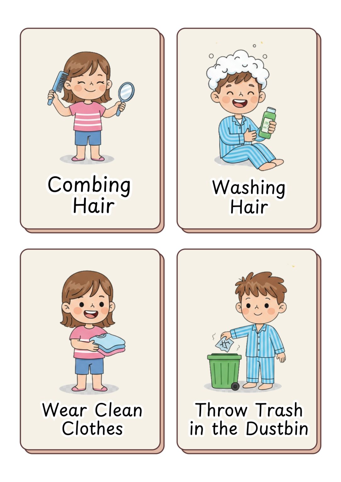 Personal Hygiene Flashcards for Kids - govincards.com