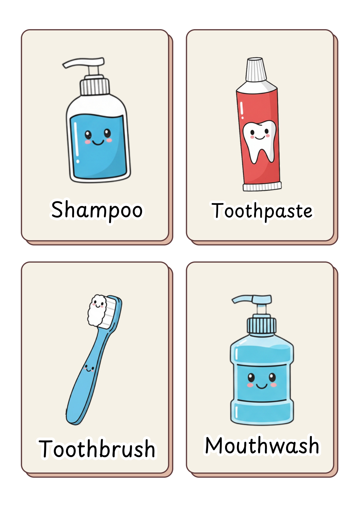 Personal Hygiene Flashcards for Kids - govincards.com